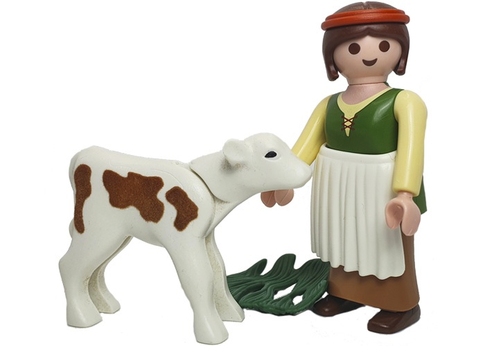 Artículo de Playmobil, Aldeana con ternero v2