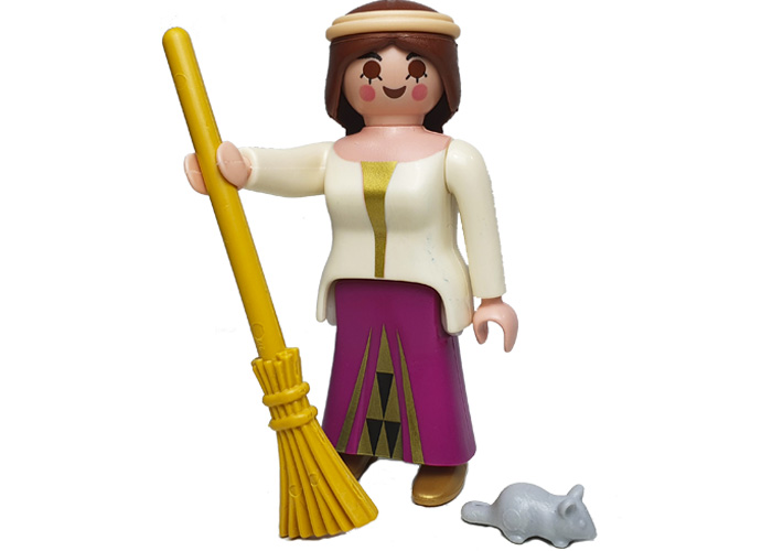 Artículo de Playmobil, Aldeana espantando ratón