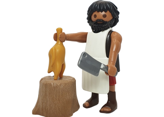 Artículo de Playmobil, Aldeano carnicero con pollo v2