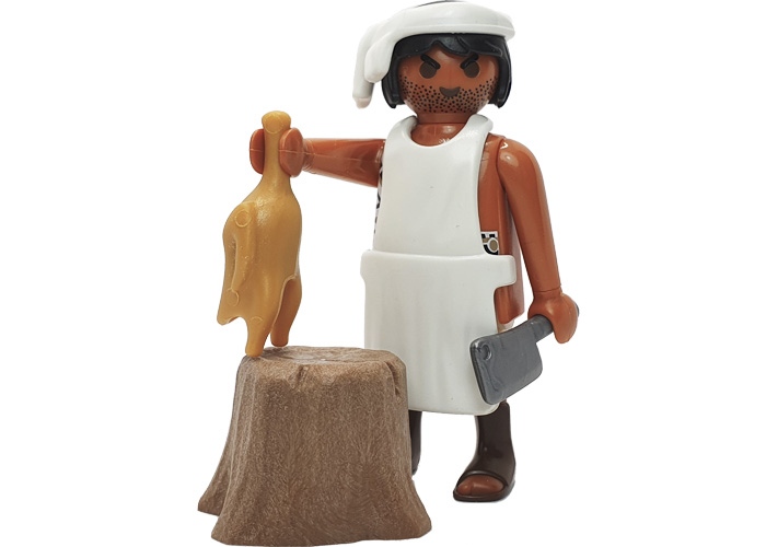 Artículo de Playmobil, Aldeano carnicero con pollo v3