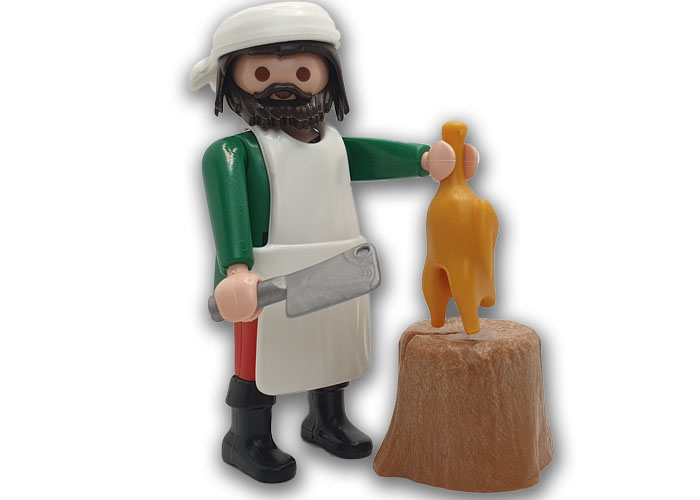 Artículo de Playmobil, Aldeano carnicero con pollo v4