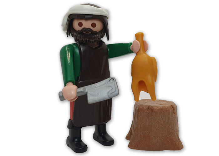 Artículo de Playmobil, Aldeano carnicero con pollo v5