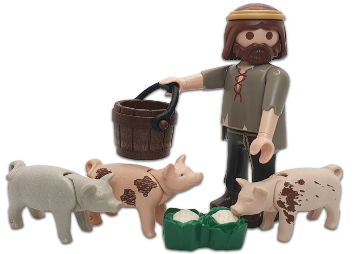 Artículo de Playmobil, Aldeano con lechones Belén