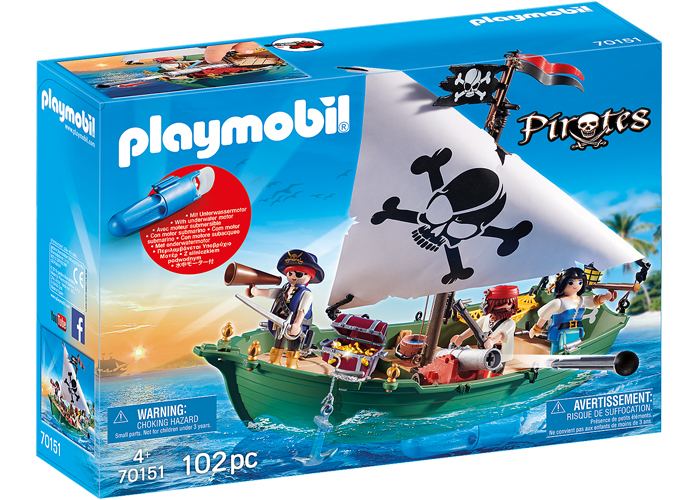 Artículo de Playmobil, Barca Pirata Bucanero con motor