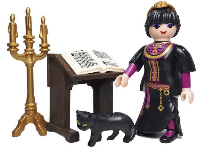 Artículo de Playmobil, Bruja con Pupitre y gato