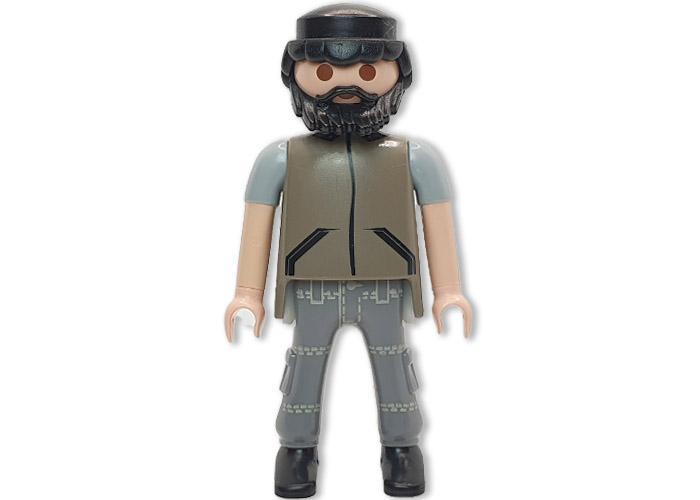 Artículo de Playmobil, Chico ropa gris y barba negra