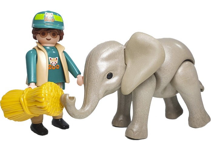 Artículo de Playmobil, Cuidador del Zoo con elefante