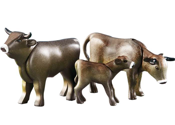 Artículo de Playmobil, familia de vacas marrones