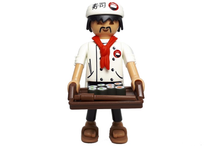 Artículo de Playmobil, figura Japones con Sushi