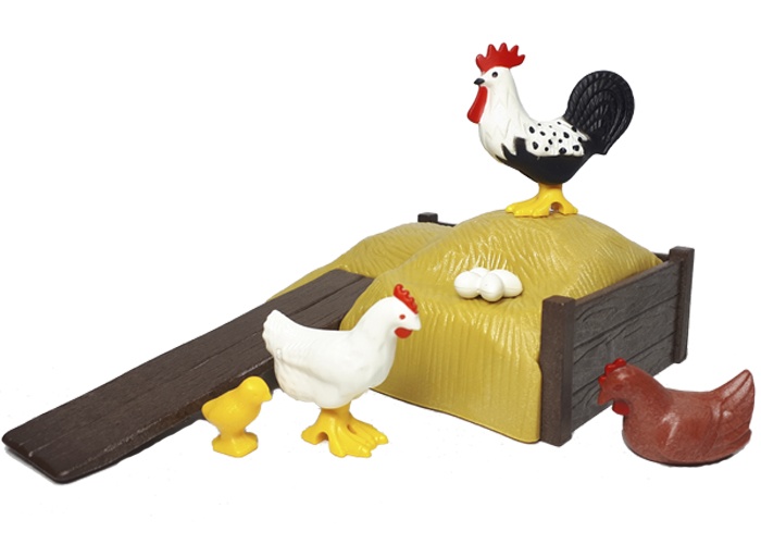 Artículo de Playmobil, Gallo y Gallinas con Pajar