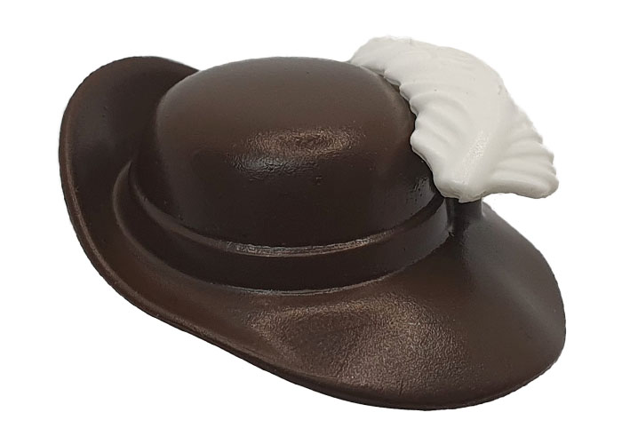 Artículo de Playmobil, Gorro ala ancha Marrón con pluma blanca