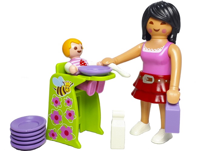 Artículo de Playmobil, Madre con bebé y trona