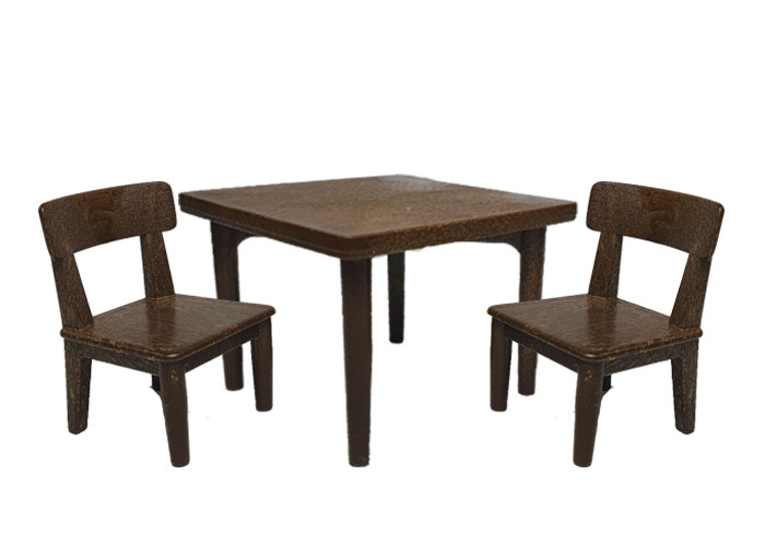 Artículo de Playmobil, Mesa y dos sillas marrones
