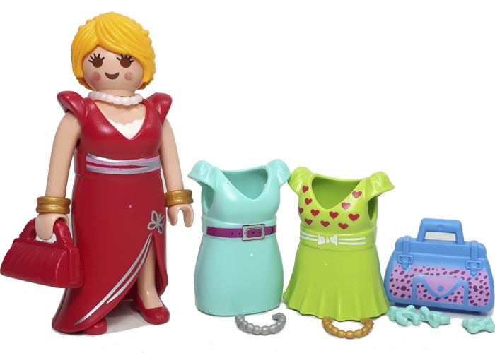 Artículo de Playmobil, Mujer con vestido rojo y accesorios