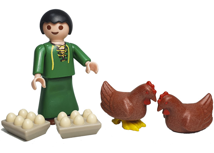 Artículo de Playmobil, Niño con gallinas y huevos Belén