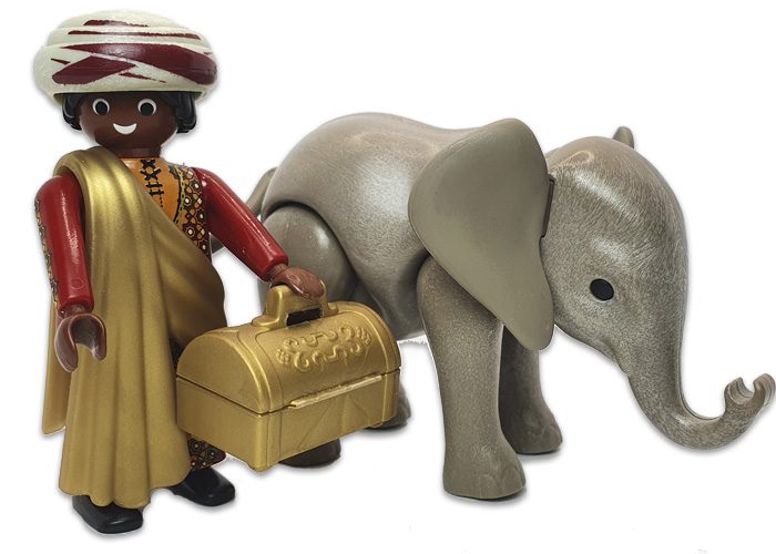 Artículo de Playmobil, Paje cargando con elefante cría