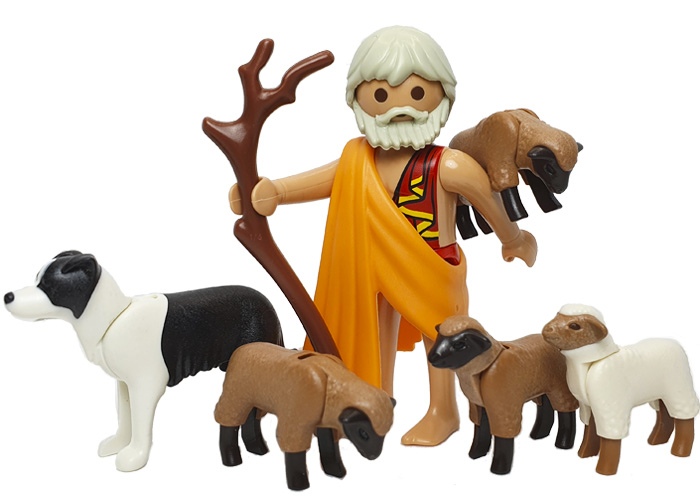 Artículo de Playmobil, Pastor anciano con corderos v2
