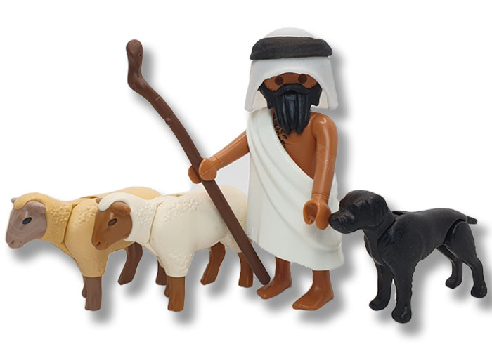 Artículo de Playmobil, Pastor Hebreo con ovejas y perro V3