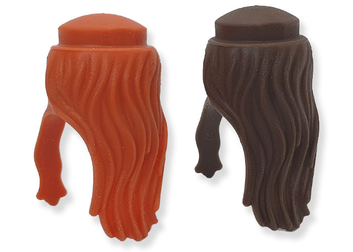 Artículo de Playmobil, Pelo Goma Largo Marrón y Pelirrojo