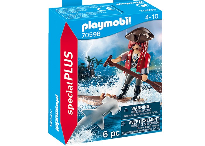 Artículo de Playmobil, Pirata con balsa y tiburón martillo