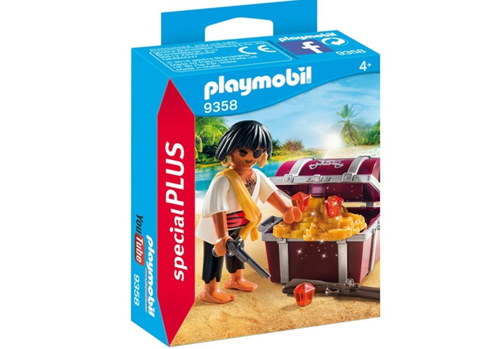 Artículo de Playmobil, pirata con cofre del tesoro
