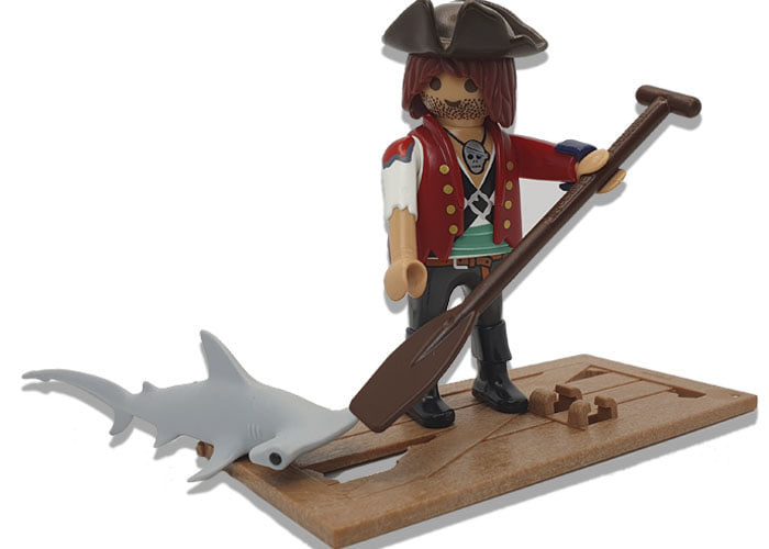 Artículo de Playmobil, Pirata con remo y tiburón