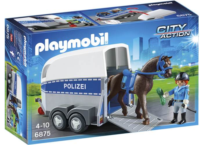 Artículo de Playmobil, Policía con caballo y Remolque