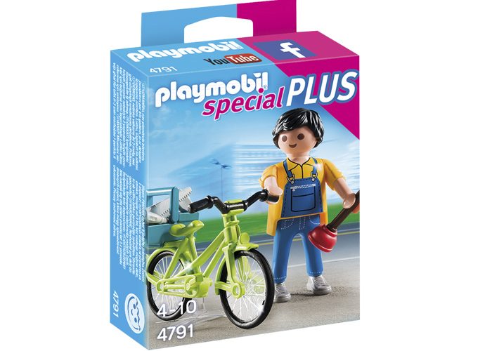 Artículo de Playmobil, Special Plus Operario mantenimiento con bici