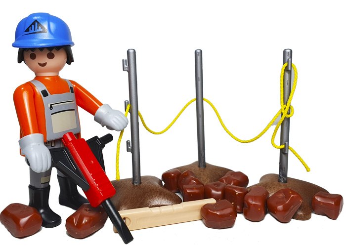 Artículo de Playmobil, Trabajador Obra Picando Piedras