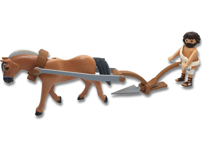 Artículo de Playmobil, Trillo de arado 3D con caballo y Figura